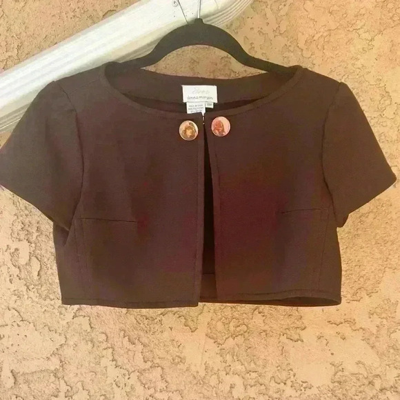 Donna Morgan jacket brown cotton size 2P - Picture 1 of 5